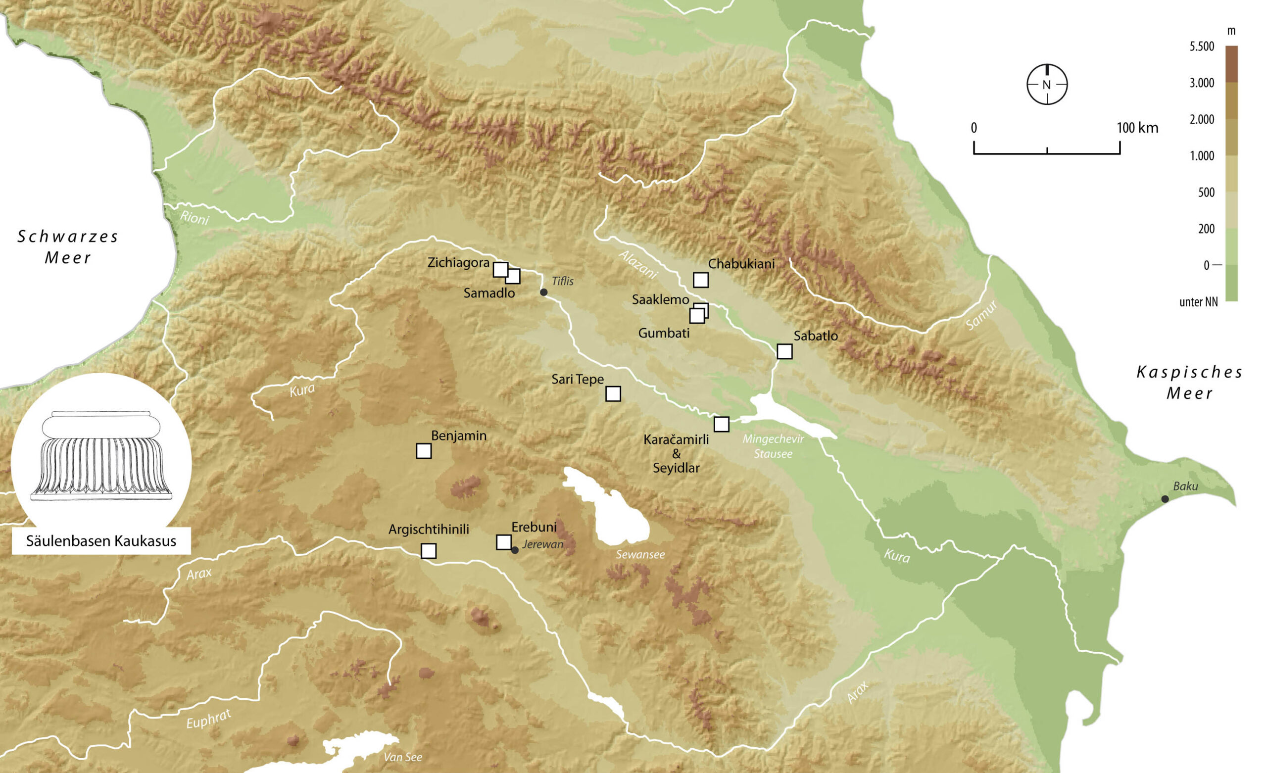 Karte von Residenzen im Kaukasus