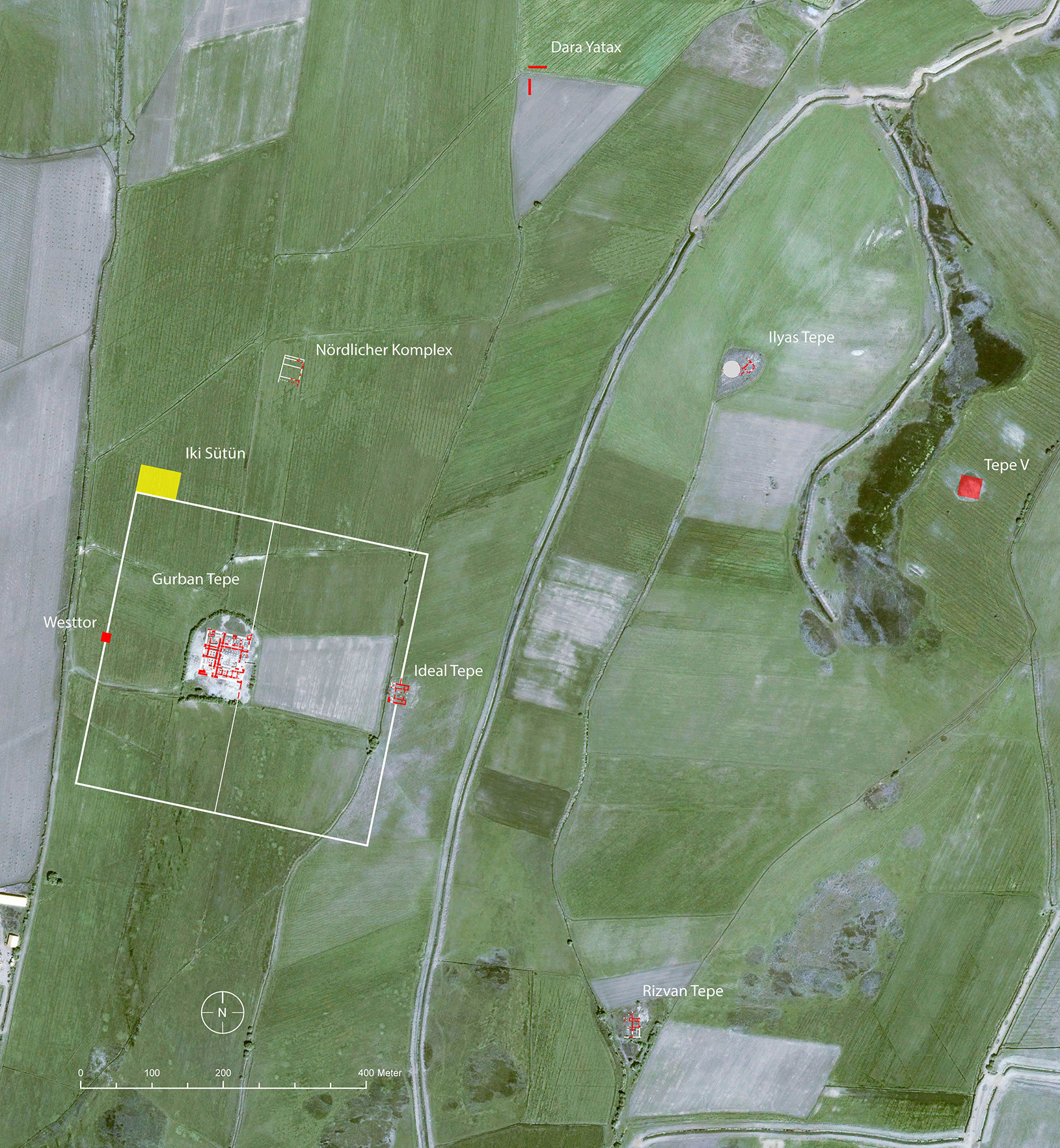 Karte mit Markering der Fundstellen in Karacamirli